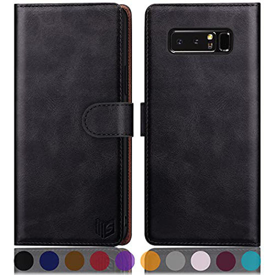 Picture of SUANPOT for Samsung Galaxy Note 8 with RFID Blocking Leather Wallet case Credit Card Holder, Flip Folio Book Phone case Shockproof Cover Women Men for Samsung Note 8 case Wallet Black