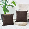 Picture of CaliTime Pack of 2 Cozy Throw Pillow Covers Cases for Couch Sofa Home Decoration Solid Dyed Soft Chenille 20 X 20 Inches Coffee