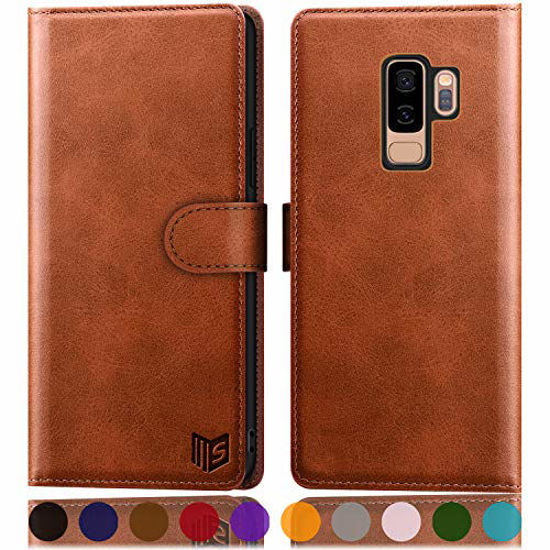 Picture of SUANPOT for Samsung Galaxy S9+ / S9 Plus 6.2 (Non S9 5.8") Leather Wallet case with RFID Blocking Credit Card Holder,PU Flip Folio Book Phone Cover Shockproof case Pocket for Men Women Light Brown