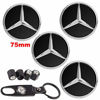 Picture of cargooghi 9PCS 75mm Car Wheel Center Hub Caps for Mercedes Benz, 4PCS Car Tire Valve Air Caps+1PC Key Chain + 4 Valve Caps Fit for Series C ML CLS S GL SL E CLK CL GL