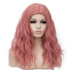 Picture of BUFASHION 20" Long Wavy Curly Pink Synthetic Wig for Women Girls Cosplay Wig Halloween Costume Wig with Wig Cap(Pink)