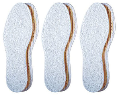 Picture of pedag Summer Pure Terry Cotton Insole, Handmade in Germany, Absorbs Sweat & Controls Odor Ideal for Wear Without Socks, Washable, US M11 / EU 44, White, 3 Pair