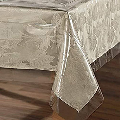 Picture of sancua 100% Waterproof Rectangle PVC Tablecloth - 54 x 120 Inch - Oil Proof Spill Proof Vinyl Table Cloth, Wipe Clean Table Cover for Dining Table, Buffet Parties and Camping, Crystal Clear