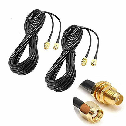 Picture of 2Pack 33ft WiFi Antenna Extension Cable RP-SMA Male to Female Connector for Wireless LAN Router Bridge Wireless Network Card Security IP Camera