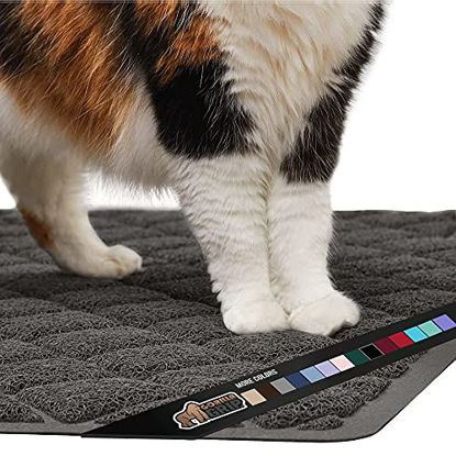 Picture of Gorilla Grip Original Premium Durable Cat Litter Mat, 24x17, Water Resistant, Traps Litter from Box and Cats, Scatter Control, Soft on Kitty Paws, Easy Clean Cat Mat, Charcoal