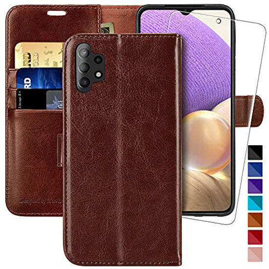 Picture of Galaxy A32 5G Wallet Case,MONASAY [Included Glass Screen Protector][RFID Blocking] Flip Folio Leather Cell Phone Cover with Credit Card Holder for Samsung Galaxy A32 5G