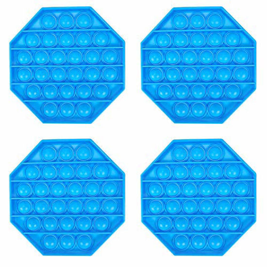 Picture of i-FSK 4 Pack Push pop Bubble Sensory Fidget Toy,Anti-Anxiety and Stress Relief for Kids and Adults,Sensory Irritability Toy Silicone for Autism,ADD,ADHD,Octagon,Blue,4 Pack