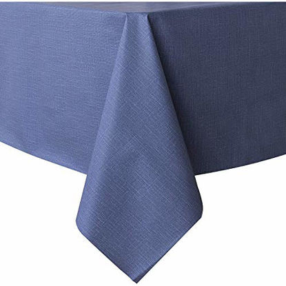 Picture of sancua 100% Waterproof Rectangle PVC Tablecloth - 52 x 70 Inch - Oil Proof Spill Proof Vinyl Table Cloth, Wipe Clean Table Cover for Dining Table, Buffet Parties and Camping, Blue