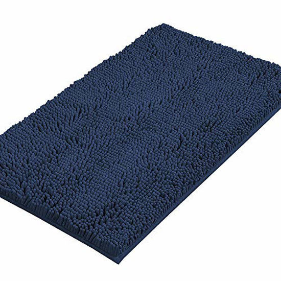 Picture of Bath Mats for Bathroom Non Slip Luxury Chenille Ultra Soft Bath Rugs 24x36 Absorbent Non Skid Shaggy Rugs Washable Dry Fast Plush Area Carpet Mats for Indoor, Bath Room, Tub - Navy