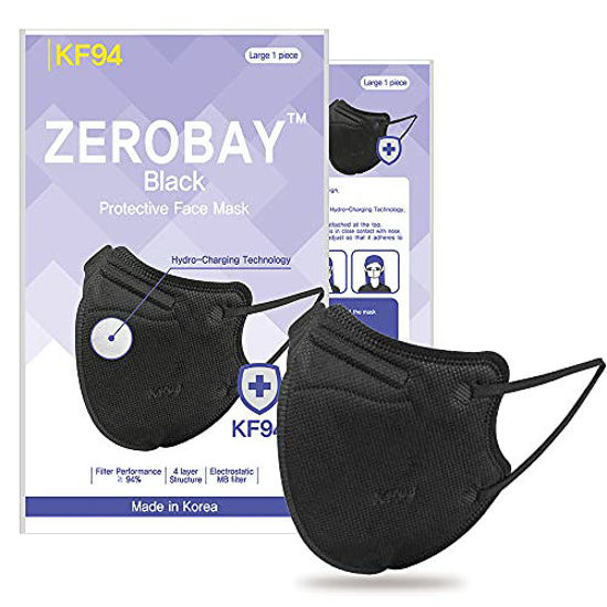 Picture of [10 pack] (Adult) Zerobay 4-Layers Premium Protective KF94 Certified Face Safety Mask (Individually packed) [BLACK] (Made in Korea)