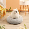 Picture of Calming Dog Bed for Puppy Small Cats Donut Dog Bed Pet Cushion Bed Plush Cat Bed Round Anti-Anxiety Dog Bed Orthopedic Dog Bed, Machine Washable, 20inch Grey.