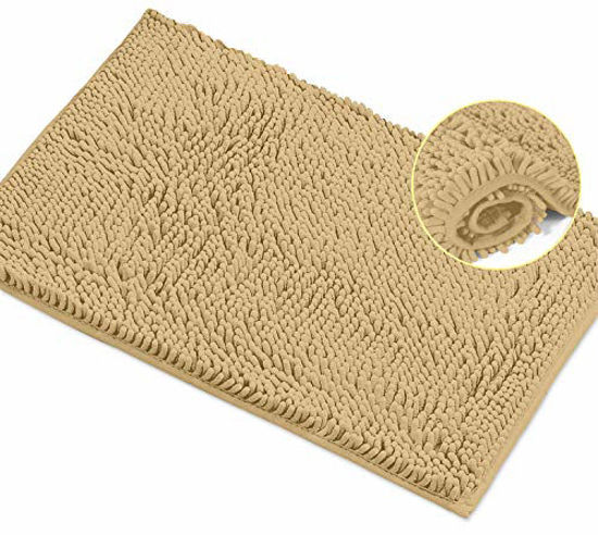 Bathroom Mat By LuxUrux-Extra-Soft Plush Bath Shower 20 x 30'' Bath Mat,1''  Chenille Microfiber Material, Super Absorbent Shaggy Bath Rug. Machine