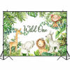 Picture of Avezano Safari Animals Wild One Backdrop for Boy Jungle Safari Party First Birthday Decoration Photoshoot Jungle Animal Zoo 1st Bday Party Photography Background (7x5ft)