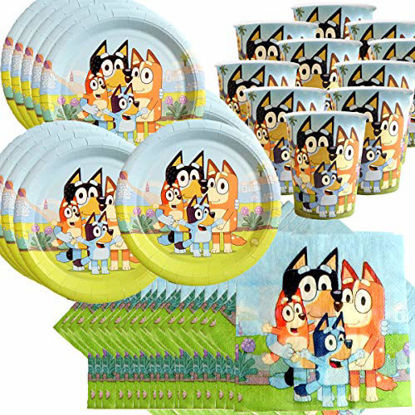 Bluey Plates and Napkins Serves 16 - Durable, Leak Proof, Cut Resistant  Party Supplies for Toddlers, Girls, Kids, Children - Bluey Party Decorations