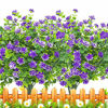 Picture of Artificial Flowers Outdoors Fake uv Resistant Plastic Plants, 8 Bundles (Blue)