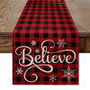 Picture of Artoid Mode Red and Black Buffalo Plaid Believe Table Runner, Seasonal Winter Christmas Holiday Kitchen Dining Table Decoration for Indoor Outdoor Home Party Decor 13 x 108 Inch