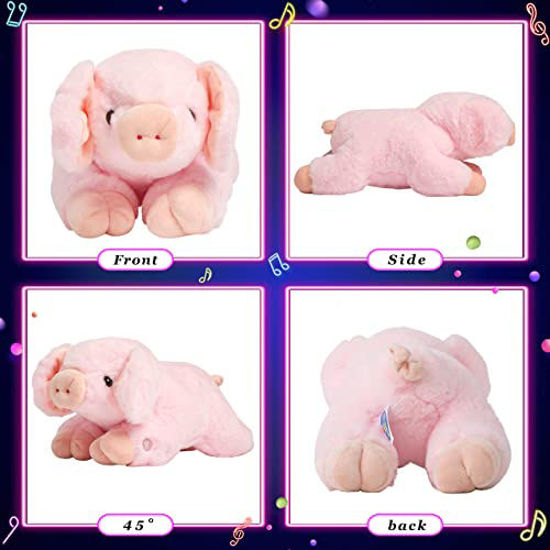 Picture of Glow Guards LED Light up Glowing Comfy Pig Pillow Stuffed Soft Plush Magical Colorful Lovely Hugging Farm Animal Toy Bedtime Bedroom Decor Christmas Birthday Gifts, Pink, 12"