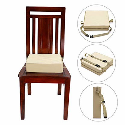 Picture of Sumnacon Chair Increasing Cushion - Baby Toddler Kids Infant Portable Dismountable Adjustable Highchair Booster Cushion Washable Thick Chair Seat Pads Buckle Straps, Khaki+Brown