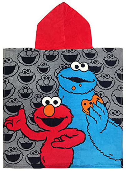 Picture of Jay Franco Sesame Street Kids Bath/Pool/Beach Hooded Poncho - Super Soft & Absorbent Cotton Towel, Measures 22 x 22 Inches (Official Sesame Street Product)