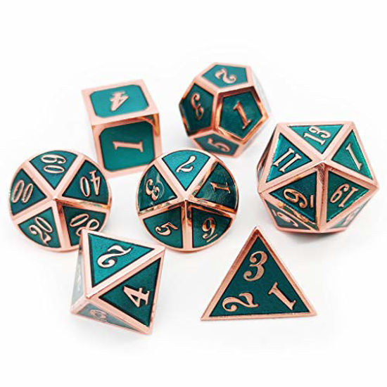 Picture of Haxtec Metal Dice Set D&D Copper Teal DND Dice for Dungeons and Dragons Games-Glossy Enamel Dice Copper Teal