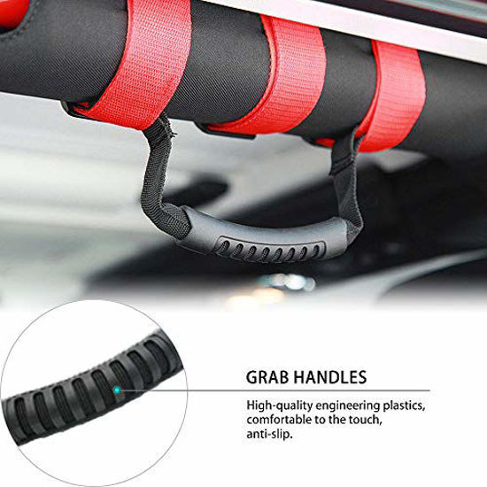 Picture of Savadicar 4X Roll Bar Grab Handles Grip Handle for Jeep Wrangler YJ CJ TJ JK JKU JL JLU & Gladiator JT Sports Sahara Freedom Rubicon X & Unlimited 1955-2021 (RED)