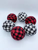 Picture of 2.5" Red white black buffalo check plaid farmhouse fabric wrapped balls bowl filler set