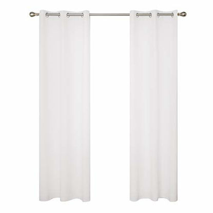 Picture of Deconovo White Curtains for Small Windows, Sun Light Reducing Curtain Drapes for Home Office, 2 Panels, 42x45 Inch, Pure White