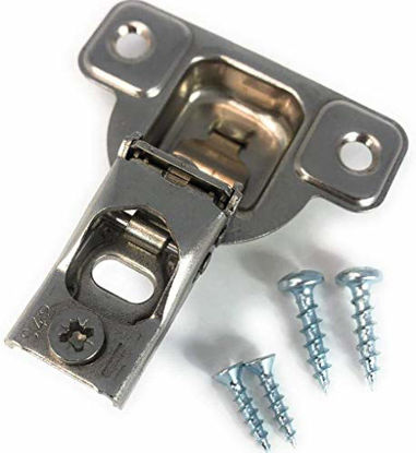 Picture of Salice E-Centra Nickel-Plated Metal 106-degree 9/16 -inch Overlay Screw-on Face Frame Hinge with 2 Cams (5)