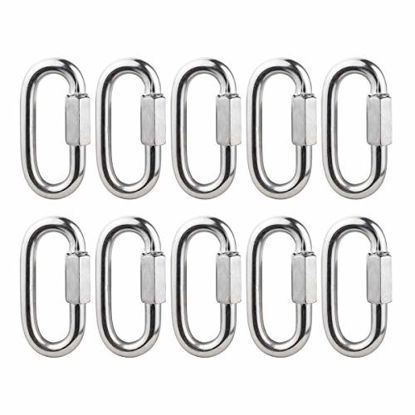 Picture of BNYZWOT 304 Stainless Steel Quick Links D Shape Locking Quick Chain Repair Links M8 5/16 inch Pack of 10