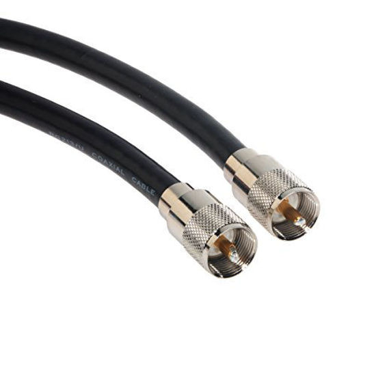 Picture of Amphenol CO-213UHFMX20-005 Black RG213 UHF PL-259 Coaxial Cable, 50 Ohm, Male to Male, 5'