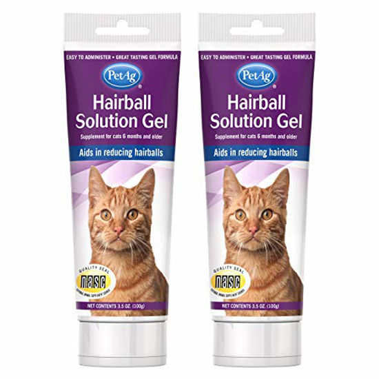 Picture of PetAg Hairball Solution Gel Supplement for Cats - Hairball Remedy for Cats - 3.5 oz - 2 Pack