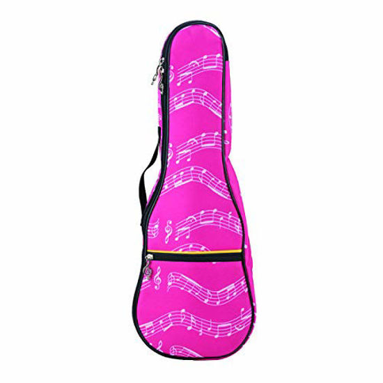 Picture of Ukulele Soprano Bag,Ukulele Case 21" Waterproof Oxford Musical Note Case Single Shoulder Backpack with Adjustable Straps (Pink)