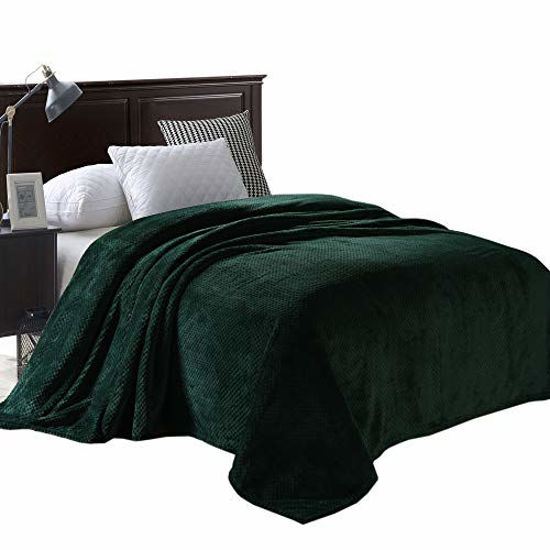 Picture of Exclusivo Mezcla Waffle Textured Soft Fleece Blanket,Twin Size Bed Blanket (Forest Green,90x66 inch)-Cozy,Warm and Lightweight