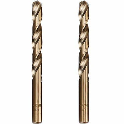 Picture of Hymnorq 1/2 Inch Fractional Size M35 Cobalt Steel Twist Drill Bit Set of 2pcs, Jobber Length and Straight Shank, Extremely Heat Resistant, for Drilling in Stainless Steel and Cast Iron