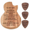 Picture of Custom Guitar Pick For Son From Mom ,Guitar Shaped Guitar Pick Box, Personalized Wood Guitar Picks Box,Engraved Wooden Guitar Pick Box Holder Collector With 3pcs Wood Picks. (To Son From Mom)