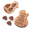 Picture of Custom Guitar Pick For Son From Mom ,Guitar Shaped Guitar Pick Box, Personalized Wood Guitar Picks Box,Engraved Wooden Guitar Pick Box Holder Collector With 3pcs Wood Picks. (To Son From Mom)