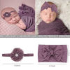 Picture of 4 Pcs Newborn Photography Props Outfits- Baby Long Ripple Wrap and Toddler Swaddle Blankets Photography Mat with Cute Headbands for Infant Boys Girls