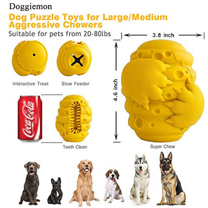 Picture of Dog Chew Toys for Aggressive Chewers Large Medium Breeds Dog Puzzle Toys Interactive Treat Dispensing Slow Feeder Indestructible Durable Safe Rubber Teeth Clean Dog Toys Heavy Duty Tough Chew Toys