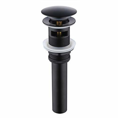 Picture of KES Bathroom Sink Drain with Overflow Vessel Sink Stopper Pop Up Drain Assembly Matt Black, S2008A-BK