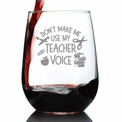 Picture of Teacher Voice - Stemless Wine Glass - Cute Funny Teacher Gifts for Women - Fun Unique Teacher Decor - Large