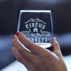 Picture of Not My Circus - Cute Funny Stemless Wine Glass, Large 17 Ounces, Etched Sayings, Gift Box