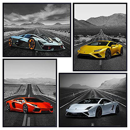 Picture of Lamborghini Aventador, Terzo Millenio, Huracan, Maisto, Gallardo - TRON Lamborghini Poster - Blue Lamborghini Car - Lambo Poster for Men - Lamborghini Aventador Poster - Car Poster Set