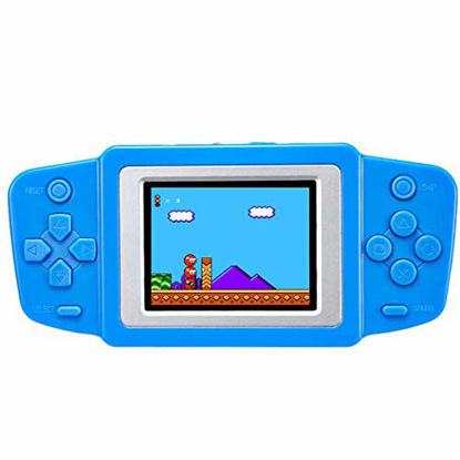 Picture of Kids Handheld Game Portable Game Player Arcade Gaming System Birthday Gift for Children Travel Holiday Recreation 2.5" Color LCD Screen 268 Classic Mini Games (Sky Blue)