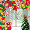 Picture of Bonropin Christmas Balloon Garland Arch kit 125pcs with Xmas Red Gold Dark Green Balloon Fresh Green Balloon and Candy Balloons Gift Box Balloons Red Star Balloons Rich for Christmas Party Decorations