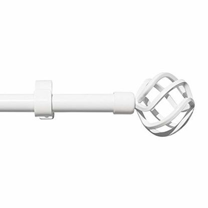 Picture of gb Home Collection Empyrean Grace Curtain Rod, 28-48 in, White, Metal Single Rod Window Treatment Rod Drapery Rod