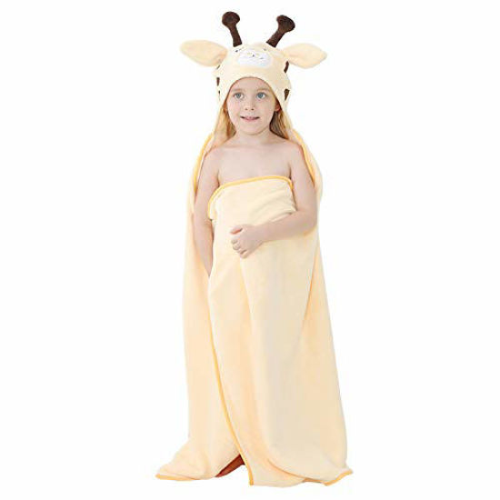 Picture of MICHLEY Cartoon Hooded Baby Towel Unisex, Premium Soft Swimming Bathrobe Large Washcloths 31.5" x 53" for 0-9T (Giraffe)