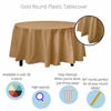 Picture of 12-Pack Premium Plastic Tablecloth 84in. Round Table Cover - Gold