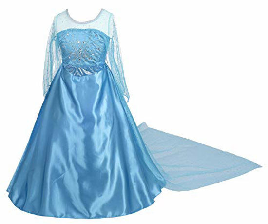 Picture of Dressy Daisy Little Girls Ice Princess Costumes Birthday Halloween Christmas Fancy Dress Up with Long Train Size 5-6 Style G