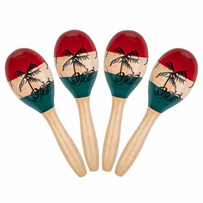 Picture of Foraineam 4 Pack Wood Maracas Musical Painted Wooden Maraca Hand Percussion Instrument