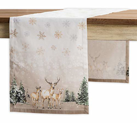 Picture of Maison d' Hermine Deer in The Woods 100% Cotton Table Runner for Party | Dinner | Holidays | Kitchen | Thanksgiving/Christmas | Home [Single Layer (14.5 Inch by 72 Inch)]